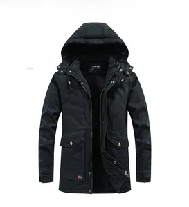 Detailed macro view of the thick black fleece lining inside the heavy winter hooded jacket