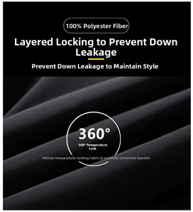 Close-up of 100% polyester fabric with anti-drilling down technology and thermal lock feature