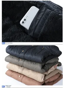 Detail view of winter work jacket inner pocket and fleece lining with multi-color options