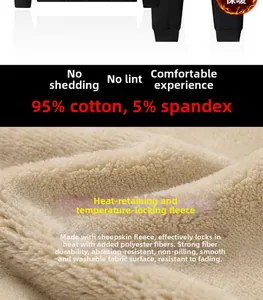 Detail of warm lamb wool lining in heavy black joggers with 95% cotton and 5% spandex blend