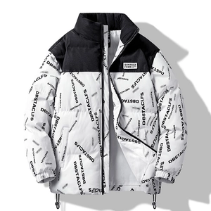 Herren Pufferjacke Stehkragen Farbblock Buchstabendruck Schwerer Wintermantel Streetwear Outdoorwattierte Jacke Für Jungen