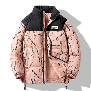Wattierte Jacke für Teenager in Rosa und Schwarz mit stylischem All-over-Grafikdruck