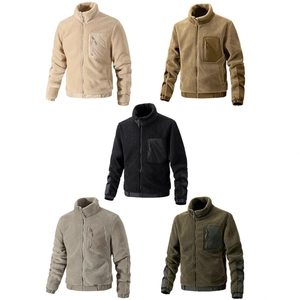 Men's outdoor lamb wool fleece jacket with stand collar and zipper pocket in five colors