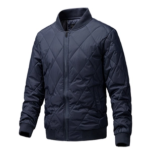 Veste Bomber Matelassée en Losanges pour Homme Chaude et Légère en Polyester 100% Manteau Rembourré Zippé Décontracté