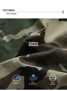 Detail of breathable cotton camouflage fabric with soft texture for outdoor shorts