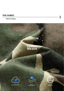 Close-up of camouflage cotton fabric showing soft, breathable texture for cargo shorts