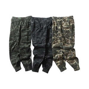Pantaloni cargo mimetici da uomo in tre colori con coulisse in vita e tasche