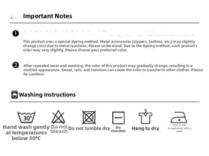 Detailed washing instructions and fabric care label for men's functional cargo shorts