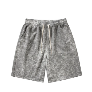 Short Décontracté En Tricot Gaufre Pour Hommes Délavage Acide Cordon Taille Élastique Short Été Streetwear Respirant Mode Sport