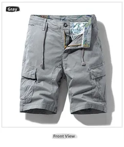 Detail of cargo shorts featuring multi-pockets and a floral print inner waistband
