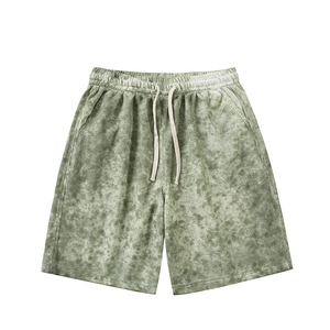 Short de sport homme vert sauge en maille gaufrée avec taille élastique et poches