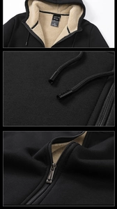 Detail of hoodie with yellow fleece lining, metal zipper and classic drawstring aglets
