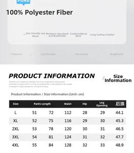 Detailed size chart for men's casual suede shorts with polyester fabric measurements