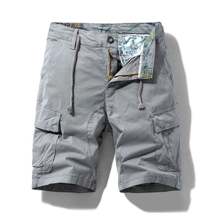 Men Casual Cargo Shorts Cotton Spandex Loose Fit Multi Pocket Work Shorts With Drawstring Waist Summer Japanese Utility Shorts