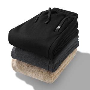 Men's heavy fleece-lined thermal jogger set in black, dark grey, and beige colors