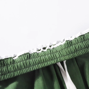 Men's breathable ice silk quick-dry shorts in dark green with elastic ruffled waistline