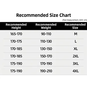Men's breathable ice silk shorts size chart with measurements from M to 4XL for outdoor sports