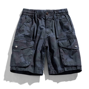 Men's high-quality tactical cargo shorts with camouflage pattern and drawstring waist