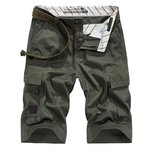 Men Cotton Cargo Shorts Casual Multi Pocket Military Tactical Outdoor Shorts With Webbing Belt Wear Resistant Work Bottoms