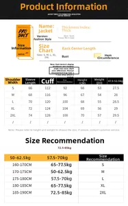 Detailed size guide and measurement chart for men's denim fleece jacket style