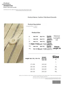 Detailed size chart for long sleeve cotton shirt featuring M to 4XL measurements and fit guide