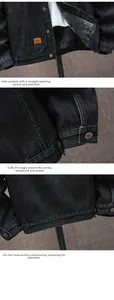 Detail view of denim jacket featuring fleece lining adjustable cuffs and metal buttons