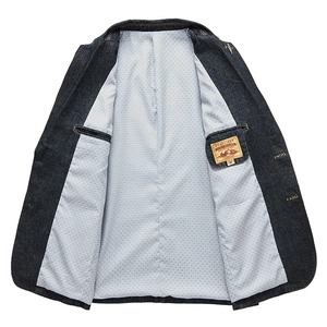 Veste blazer en denim pour homme avec doublure à motifs et style décontracté utilitaire