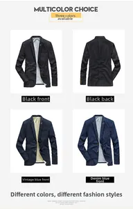 Detail view of cotton leisure blazer in black and denim blue with classic notch lapels