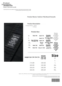 Size chart for casual black cotton shirts from M to 4XL with measurement guide