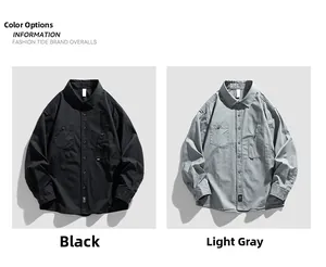 Detail of cargo shirts showing chest pockets with flap and reinforced stitching texture