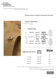 Size guide for casual long sleeve cotton shirt including measurements and height recommendations