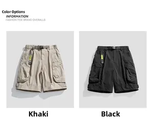 Détails des shorts cargo de style urbain avec de grandes poches latérales et ceintures réglables