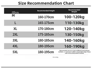 Guide des tailles pour veste en cuir homme avec poids et taille recommandés de M à 5XL