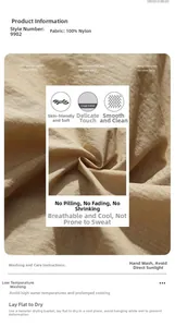 Detail of khaki cargo shorts fabric texture made of 100% nylon with washing instructions