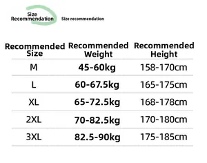 Detailed size recommendation chart for casual cargo shorts ranging from M to 3XL sizes