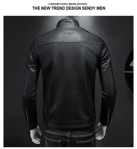 Vue arrière du blouson de motard noir ajusté en similicuir avec fermetures éclair en métal