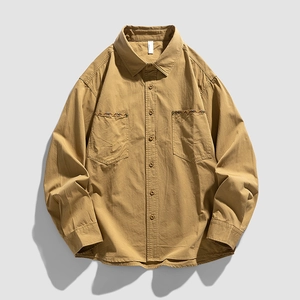 Men's Casual Long Sleeve Shirt 100% Cotton Ethnic Embroidery Utility Workwear Top Loose Fit Spring Summer Clothing For Men