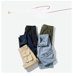 Multiple colors of men's cargo shorts with functional side pockets and cotton fabric