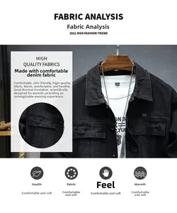 Dettaglio della giacca di jeans nera che mostra la trama del tessuto e il ricamo sulla tasca