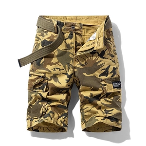 Men's Summer Cotton Camouflage Cargo Shorts With Belt Multi-Pockets Tactical Military Casual Outdoor Straight Short Pants