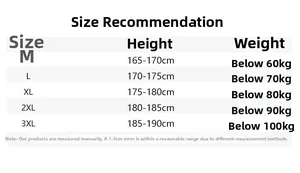 Size chart for ice silk cargo shorts with height and weight guide in kg and cm