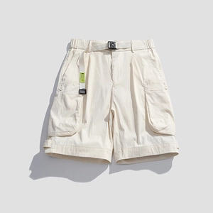 Short Cargo Décontracté pour Homme Coupe Large Été Léger Multi-Poches Short de Loisirs avec Ceinture Réglable