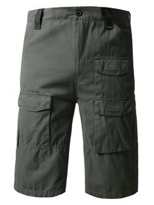 Dunkelolivgrüne Cargo-Shorts für Herren, lockere Passform mit vielen praktischen Taschen