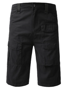 Lockere schwarze Cargo-Shorts für Herren mit vielen Taschen und geradem Beinschnitt