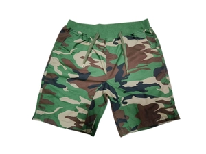 Men's camouflage cotton casual shorts with elastic drawstring waist in jungle pattern