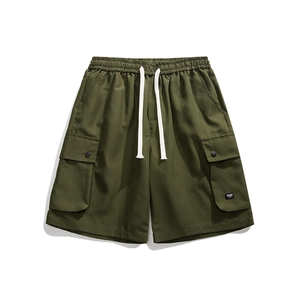Bamboo Fiber Men's Cargo Shorts Summer Casual Multi-Pocket Elastic Waist Straight Leg Shorts Outdoor Fashion Work Pants
