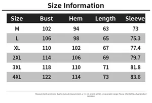Detailed size chart for men high street biker jacket with measurements in centimeters