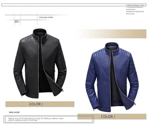 Veste cintrée en simili cuir pour homme avec col montant et détails d'épaules matelassés