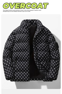 Detail of windproof black padded jacket featuring white B-letter monogram and sport badge