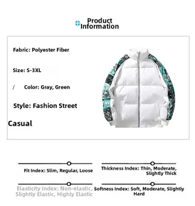 Detail view of white jacket featuring green paisley patchwork sleeves and polyester fabric